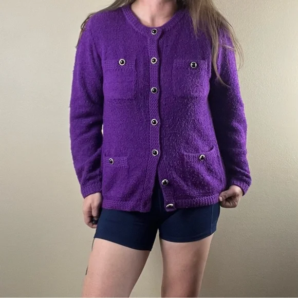 Warm comfy 80s vintage blazer style sweater - Picture 2 of 8